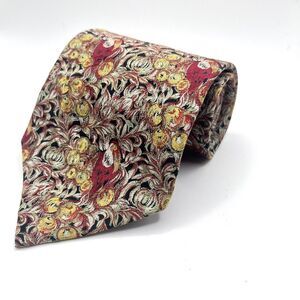 Ermenegildo Zegna‎ RED/BLACK Jungle Toucan MEN'S TIE 100% SILK MADE IN ITALY